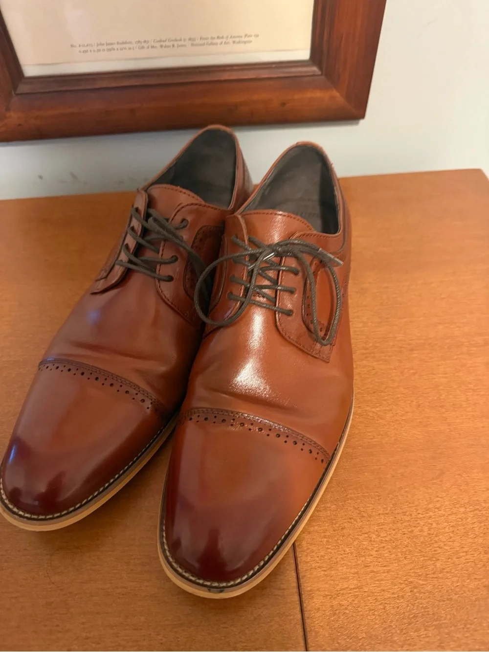 Men's Burnished Tan Cap-Toe Leather Oxfords